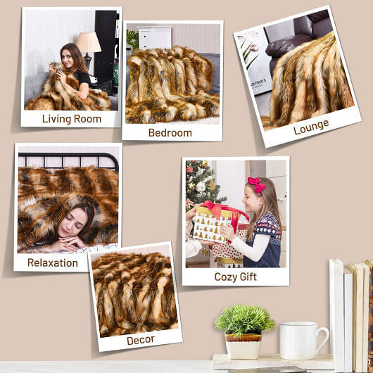 Soft Warm Fluffy for Bed Luxury Plush Faux Fur Blanket -L-3