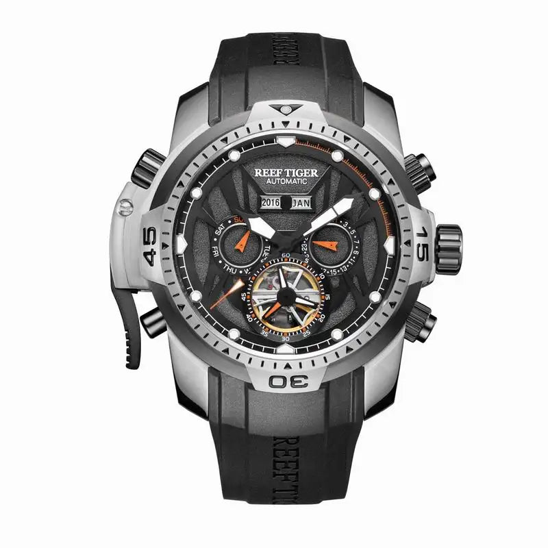Reef Tiger/RT Orange Sport Watch Men Waterproof Luminous Perpetual Calendar Automatic Mechanical Watches Clock New RGA3532
