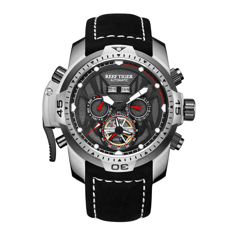 Reef Tiger/RT Orange Sport Watch Men Waterproof Luminous Perpetual Calendar Automatic Mechanical Watches Clock New RGA3532