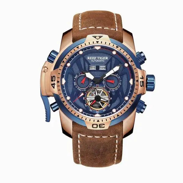 Reef Tiger/RT Orange Sport Watch Men Waterproof Luminous Perpetual Calendar Automatic Mechanical Watches Clock New RGA3532