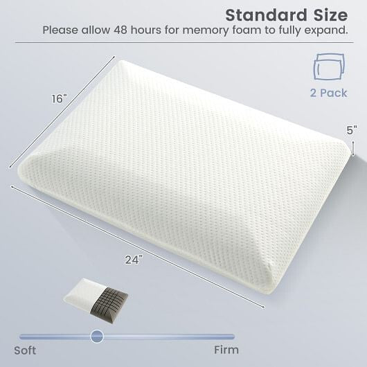 2 Pieces Bamboo Charcoal Memory Foam Pillow for Pain Relief Sleeping-3