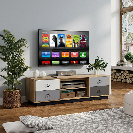 Modern 55 Inch TV Stand with 2 Storage Cabinets for TVs up to 60 Inch-0
