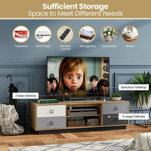 Modern 55 Inch TV Stand with 2 Storage Cabinets for TVs up to 60 Inch-1
