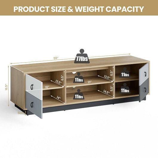 Modern 55 Inch TV Stand with 2 Storage Cabinets for TVs up to 60 Inch-2