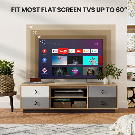 Modern 55 Inch TV Stand with 2 Storage Cabinets for TVs up to 60 Inch-3
