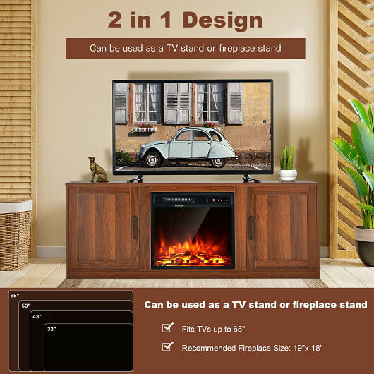 58 Inch TV Stand with 1500W Faux Fireplace for TVs up to 65 Inch-Vintage-4