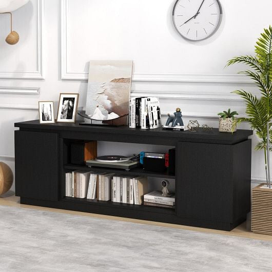 TV Cabinet with 3 Adjustable Shelves and Anti-Tipping Kits for TVs up to 80 Inch-Black-1