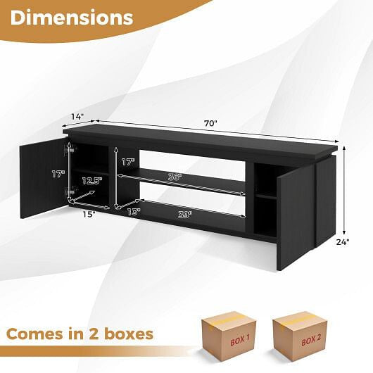 TV Cabinet with 3 Adjustable Shelves and Anti-Tipping Kits for TVs up to 80 Inch-Black-3