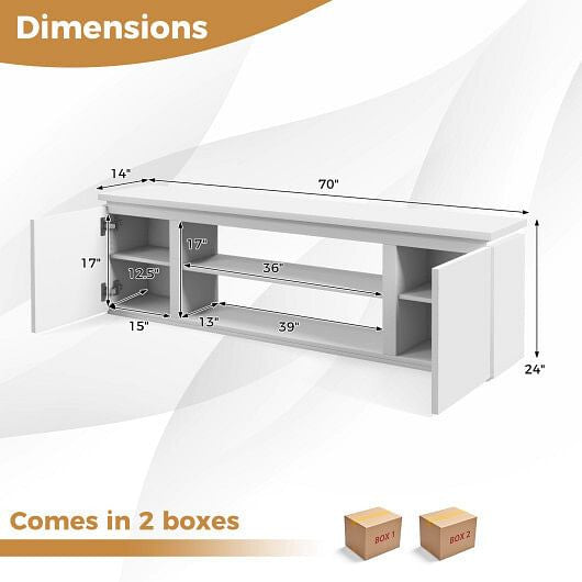 TV Cabinet with 3 Adjustable Shelves and Anti-Tipping Kits for TVs up to 80 Inch-Black-8