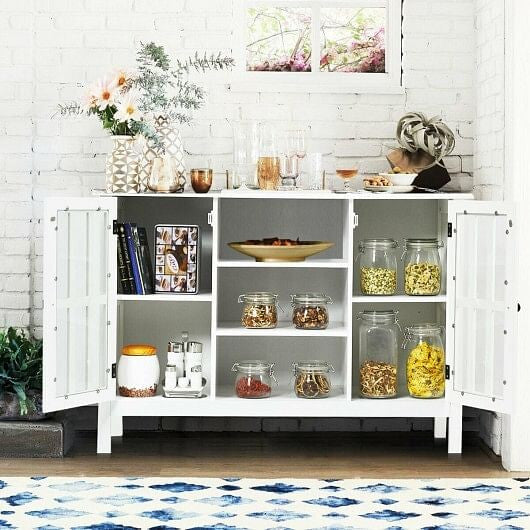 Wooden TV Stand Console Cabinet for 50 Inch TV-White-3
