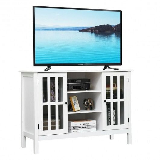 Wooden TV Stand Console Cabinet for 50 Inch TV-White-1