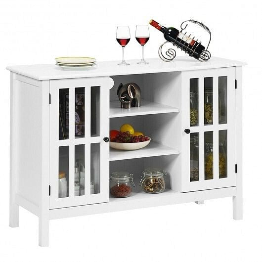 Wooden TV Stand Console Cabinet for 50 Inch TV-White-0
