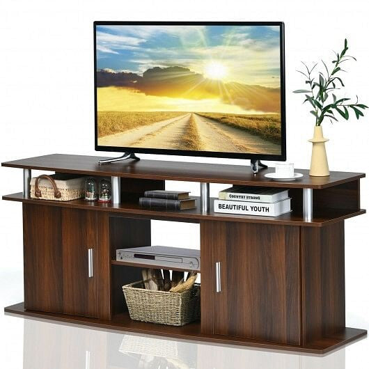63 Inch TV Entertainment Console Center with 2 Cabinets-Walnut-5