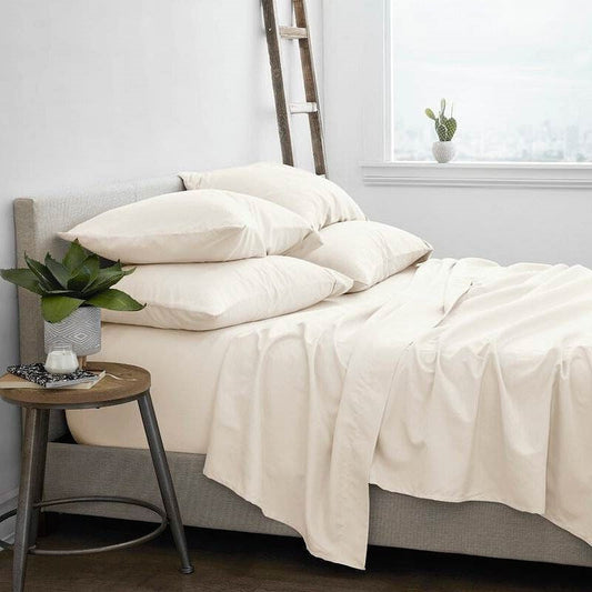 Twin Ivory Beige 4-Piece Soft Wrinkle Resistant Microfiber/Polyester Sheet Set-0