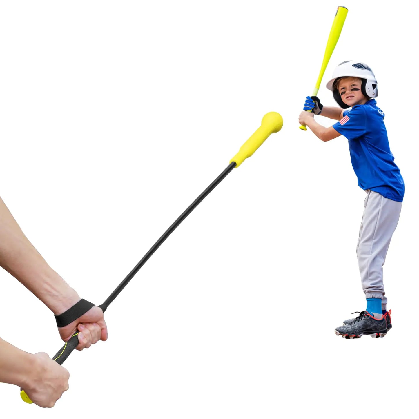 DeeHai Baseball Hitting StickBatting Practice Equipment for Baseball and SoftballExtended Handlebar with Grip StrapIdeal One-on-One Baseball Training Equipment