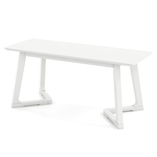 42 Inch Modern Entryway Bench Long Dining Bench with Rubber Wood Legs-White-4