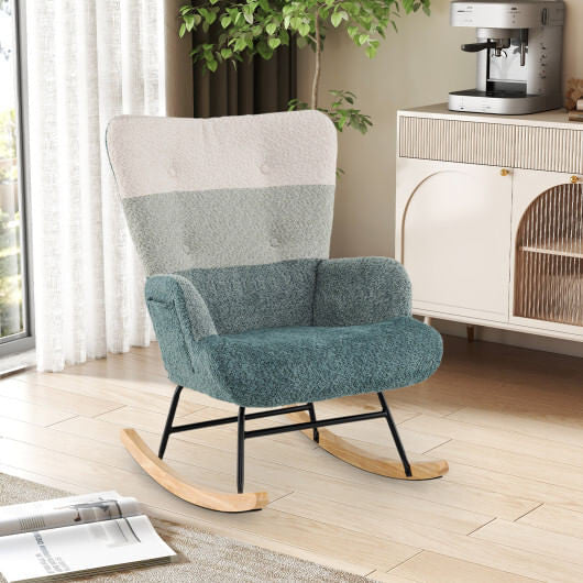 Nursery Rocking Chair with Ergonomic Armrests and High Backrest-0
