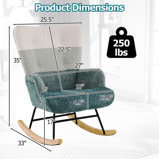 Nursery Rocking Chair with Ergonomic Armrests and High Backrest-1