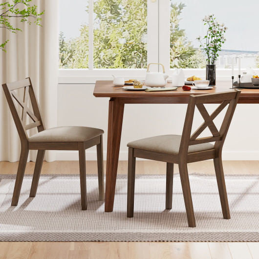 Dining Chair Set of 2 Modern Kitchen Chair with Upholstered Seat-Brown-0