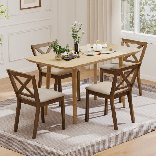 Dining Chair Set of 2 Modern Kitchen Chair with Upholstered Seat-Brown-1