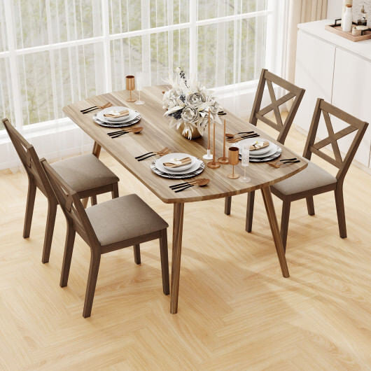 Dining Chair Set of 2 Modern Kitchen Chair with Upholstered Seat-Brown-3
