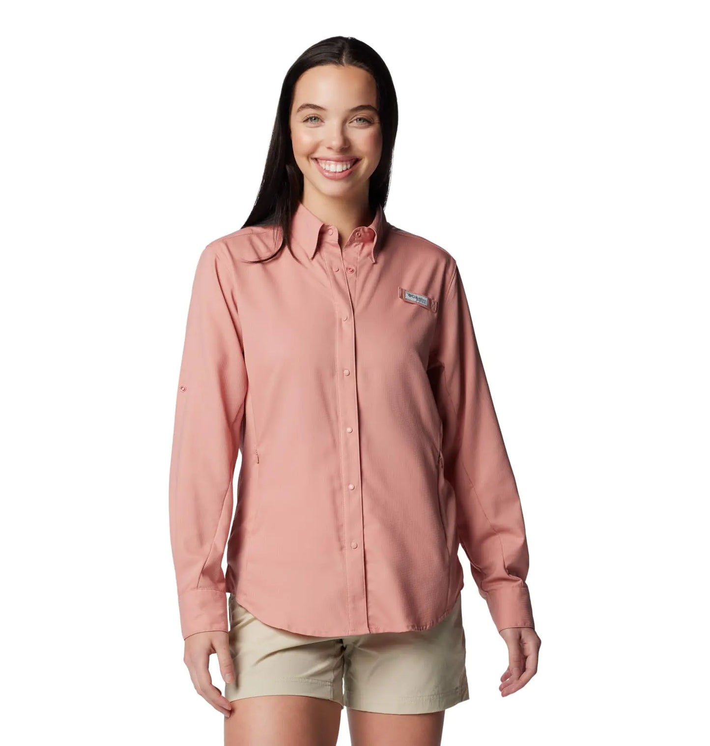 Columbia Womens Tamiami II Long Sleeve Shirt Sandalwood Pink XX-Large