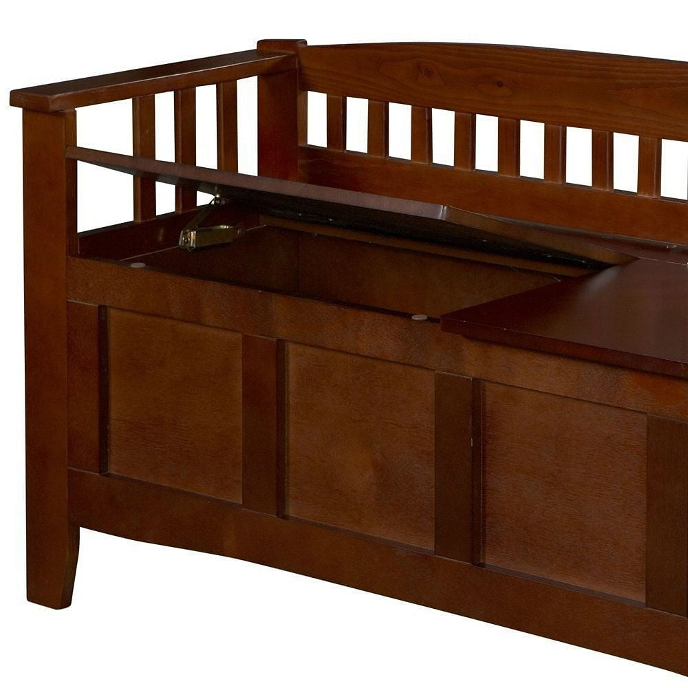 Split Seat Storage Accent Bench in Walnut Wood Finish-1