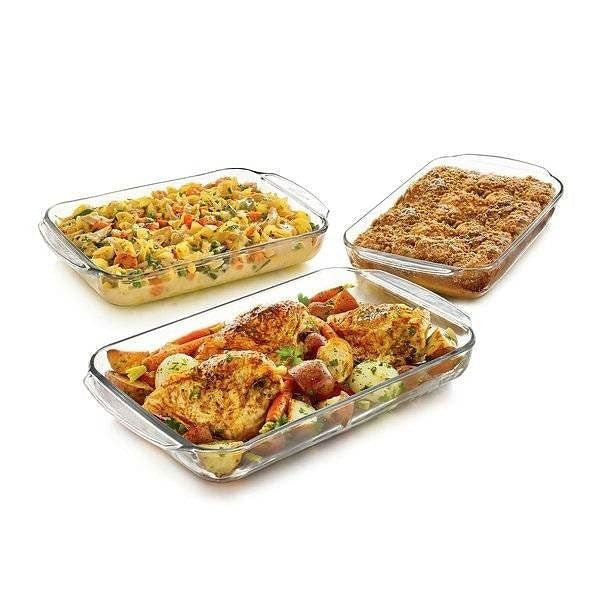 3 Piece Transparent Glass Casserole Baking Dish Set-2