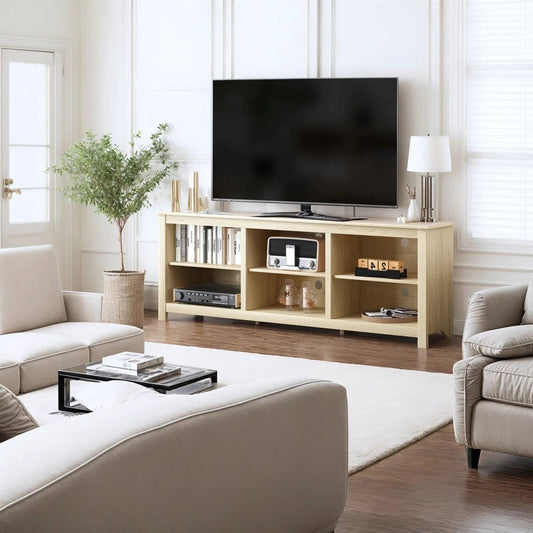 Farmhouse TV Stand in Light Oak Wood Finish - for TVs up to 70-inch-0