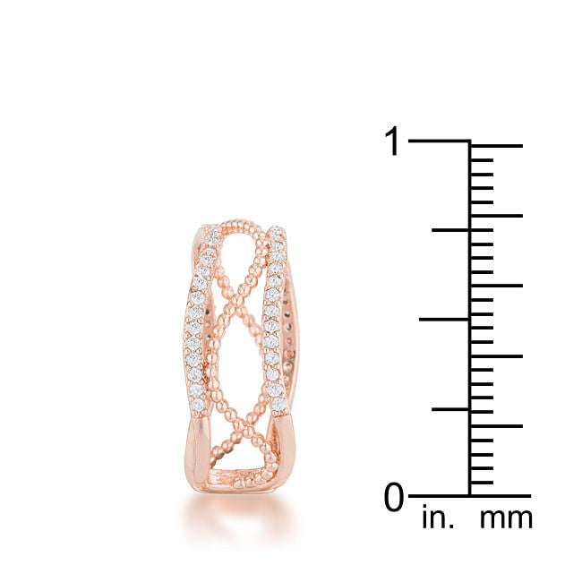 Marina 0.5ct CZ Rose Gold Abstract Cuff Ring-4