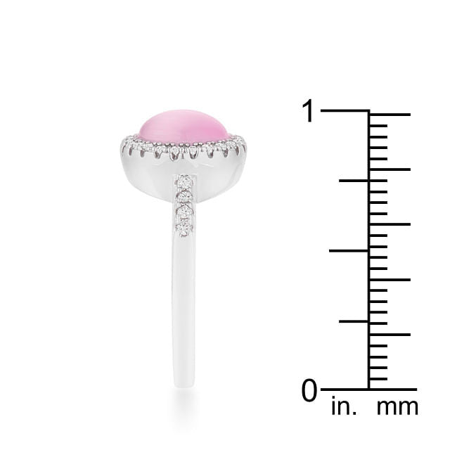 Patricia 0.3ct CZ Pink Cat's Eye Rhodium Classic Ring-4