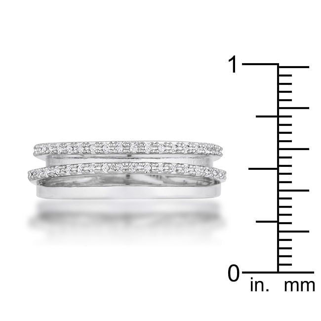 Laurie 0.2ct CZ Rhodium Contemporary Trio Band Ring-4