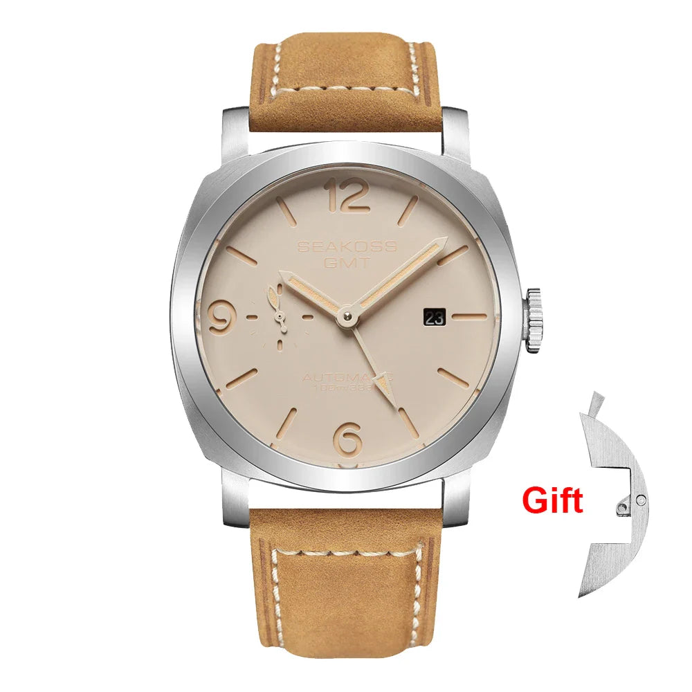 SEAKOSS GMT Diving Automatic Mechanical Watch 10Bar Men 1963 Seagull 2557 Movement Super Luminous Calendar Sapphire Wristwatches