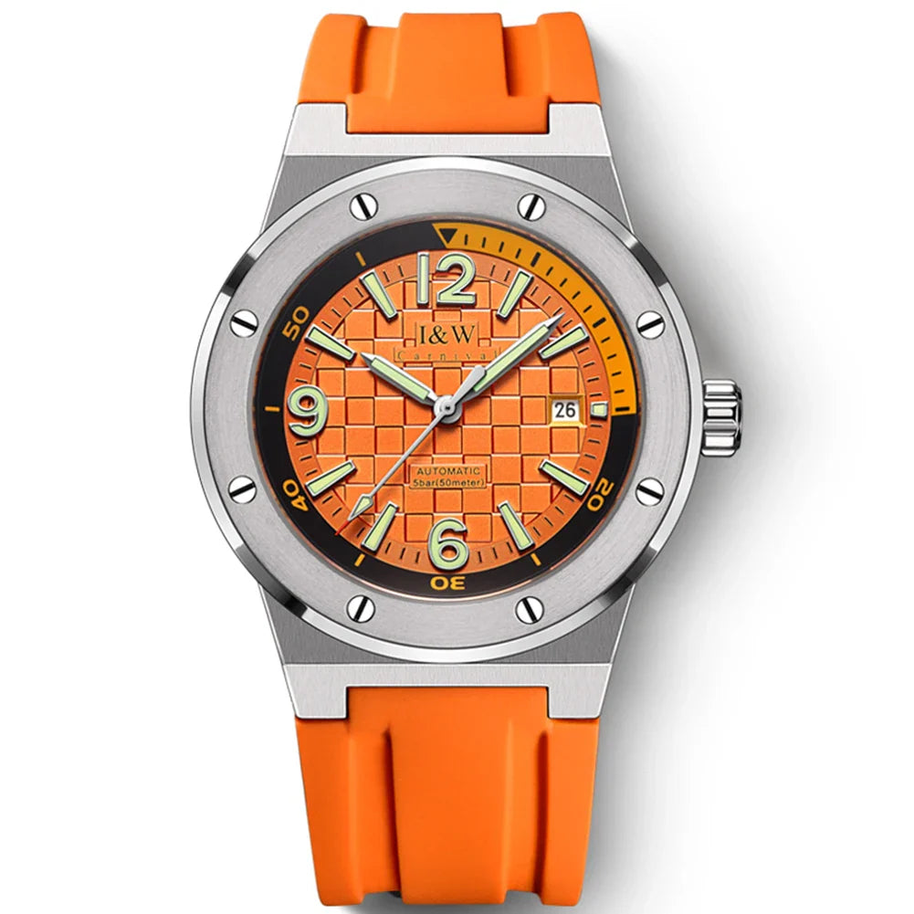 2021 New Switzerland I&W Mechanical Watch For Men Brand Luxury Automatic Wrist Watch 50M Waterproof NH36A Reloj Hombre