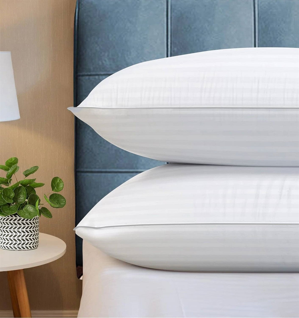 Set of 2 Machine Washable Down Alternative Bed Pillow with Cotton Cover - Queen-0
