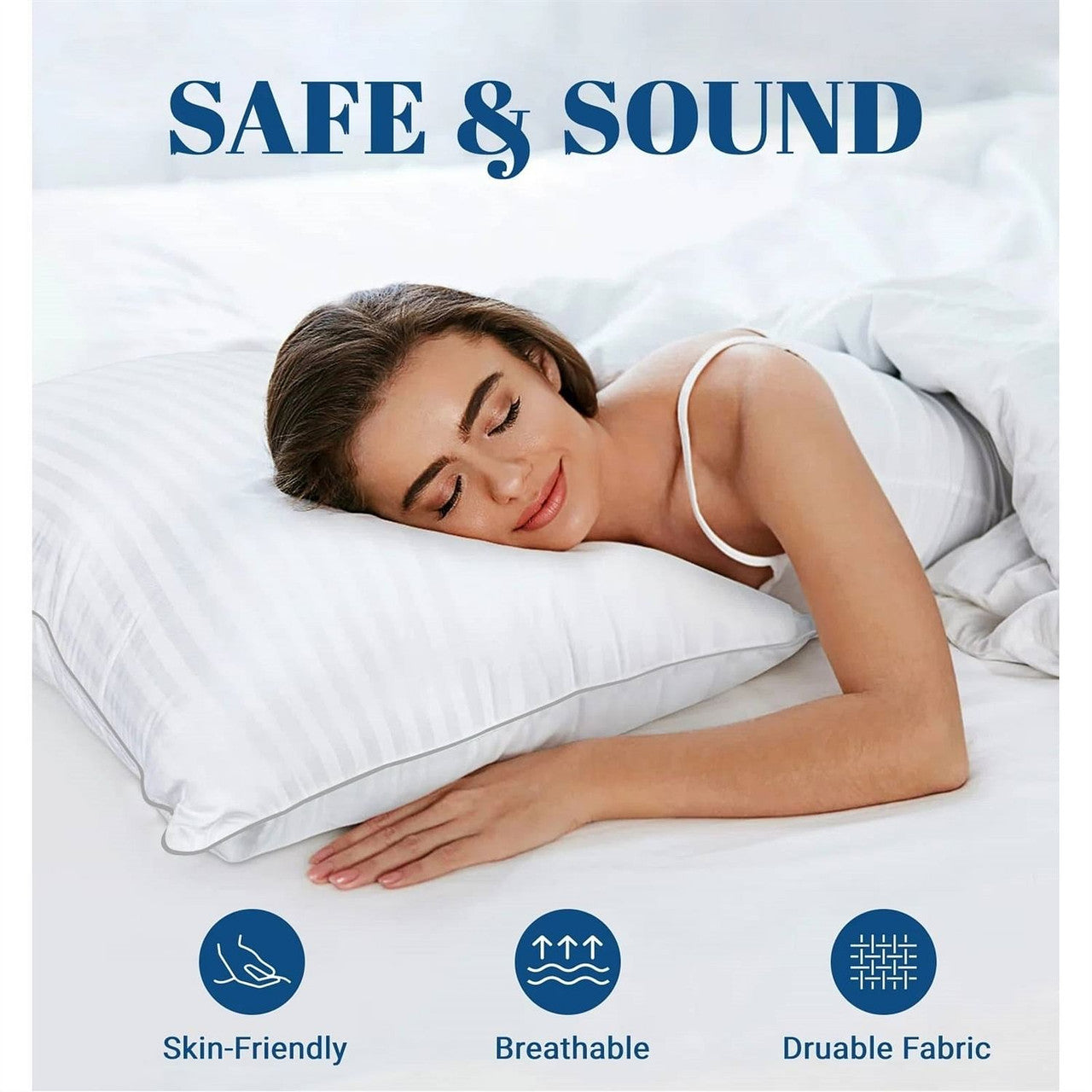 Set of 2 Machine Washable Down Alternative Bed Pillow with Cotton Cover - Queen-1