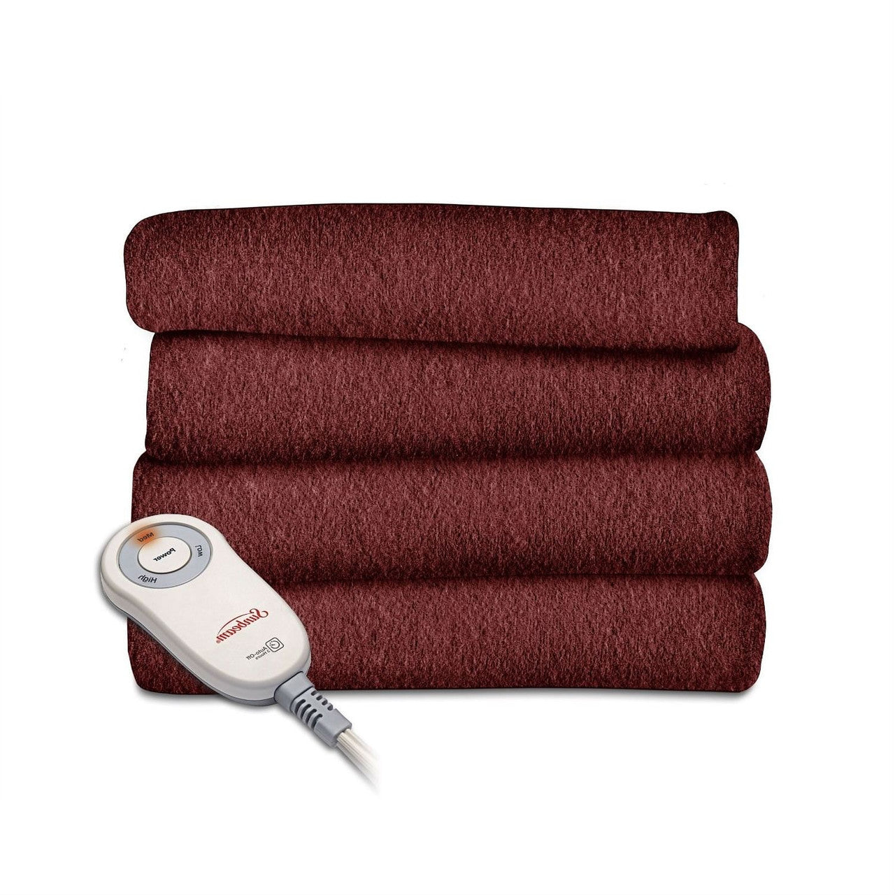 Garnet Red Soft Warm Fleece Electric Heated Throw Blanket-2