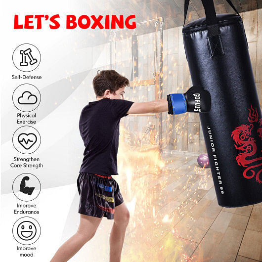 5 Pieces 40Lbs Filled Punching Boxing Set with Jump Rope and Gloves-3