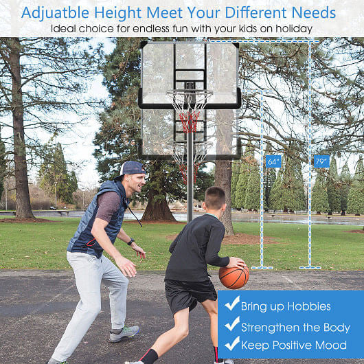 Basketball Hoop with 5.4-6.6FT Adjustable Height and 50" Backboard-Black-3