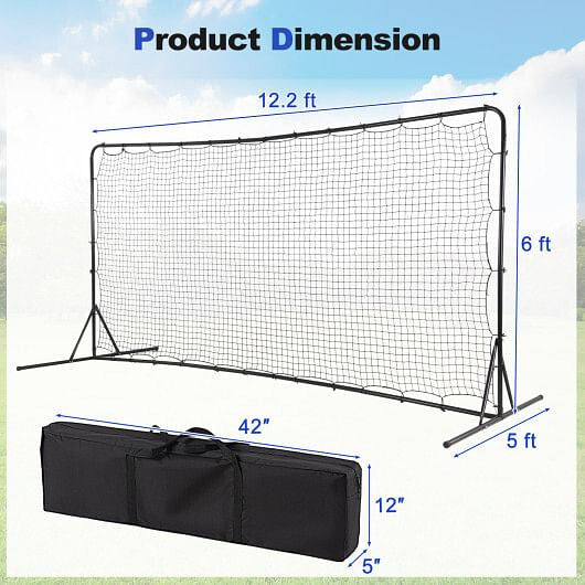12 x 6 Feet Soccer Rebounder Net with All Weather Net-Black-3