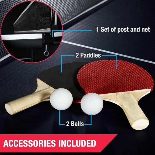 Official Size Blue Ping Pong Table Tennis Set with Net 2 Balls and 2 Paddles-0