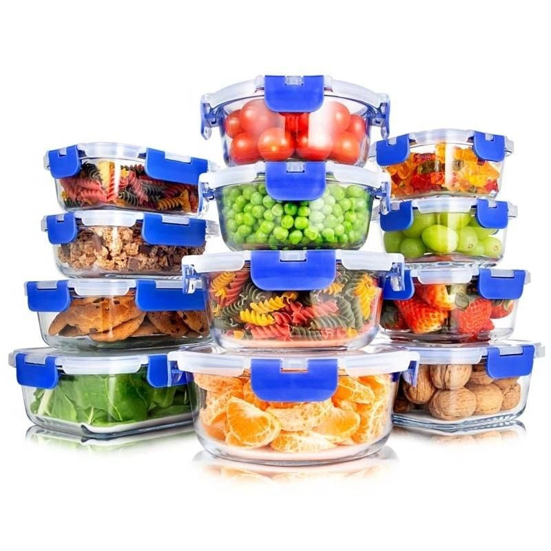 24-Piece Glass Food Storage Container Bakeware Set with Snap Locking Lids-2