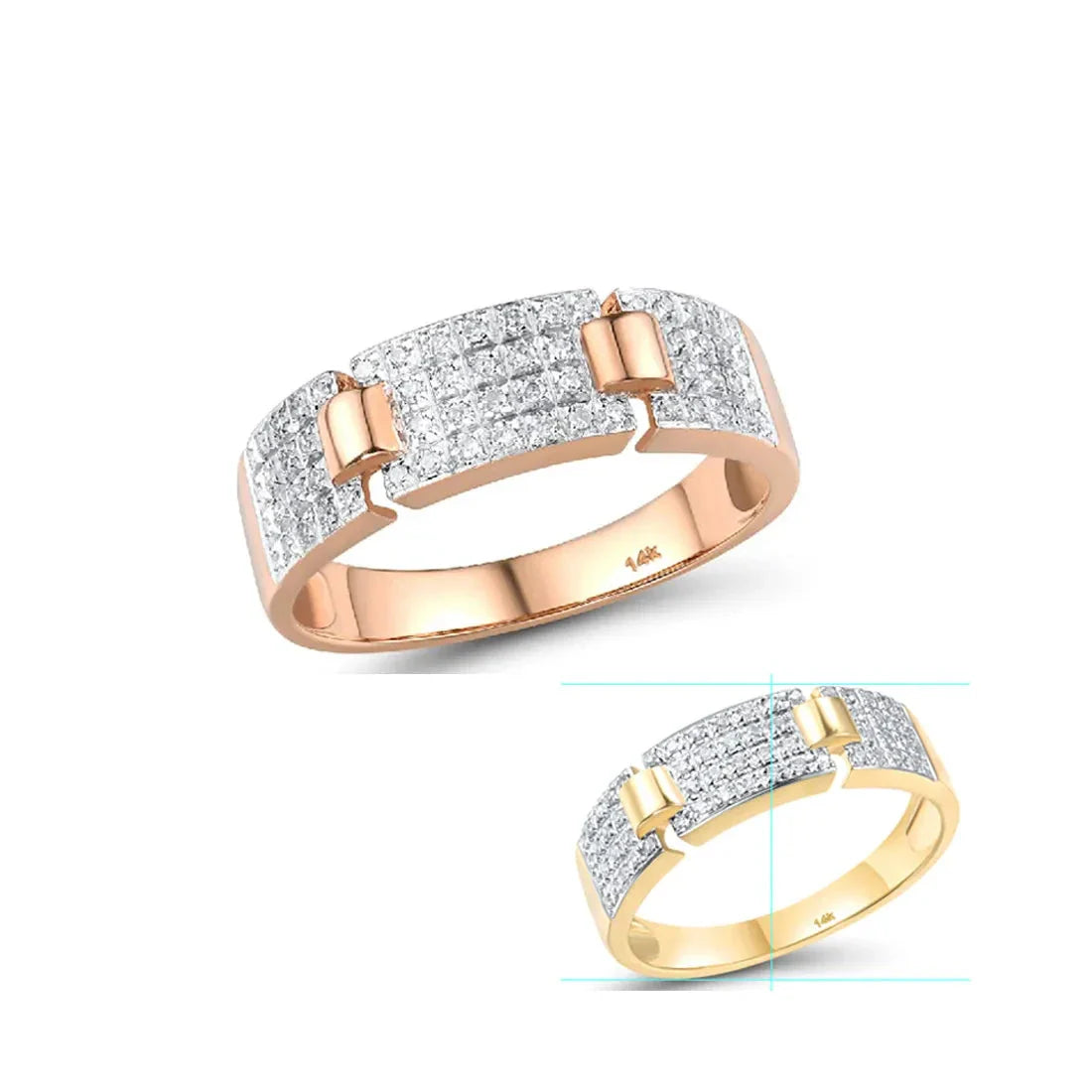 14K 585 Rose Gold Ring Sparkling Diamond Promise Engagement Rings Anniversary Fine Jewelry Gold Rings For Women Genuine