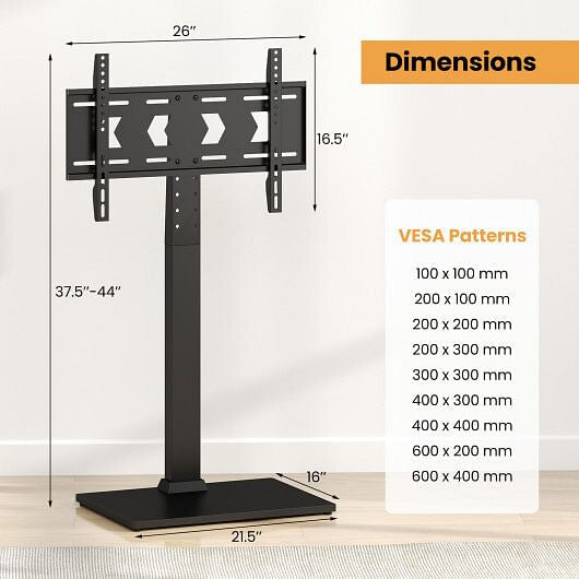 Height Adjustable Floor TV Stand with AV Shelf for 32-70 Inch TVs-2