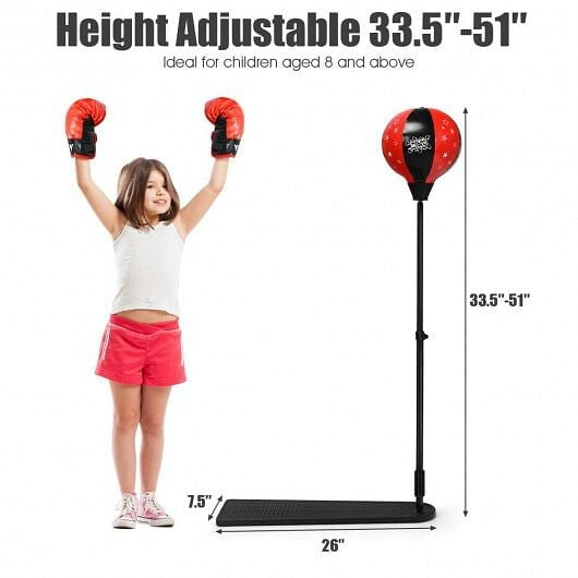 Kids Punching Bag with Adjustable Stand and Boxing Gloves-1