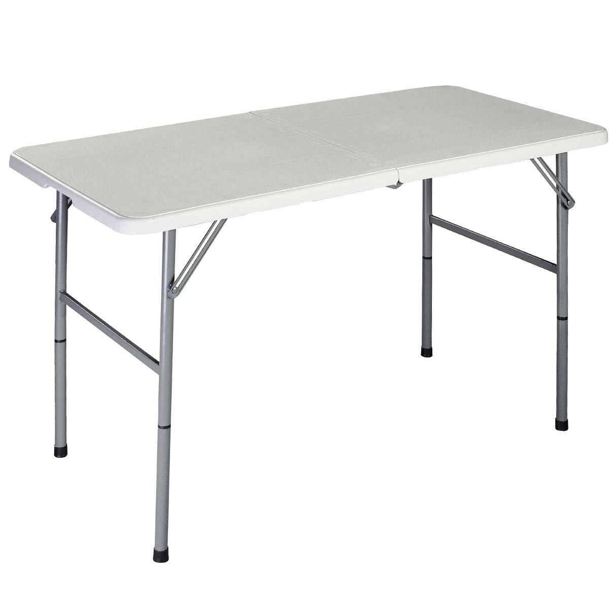 White HDPE Plastic Heavy Duty Indoor Outdoor Folding Table with Steel Frame-2