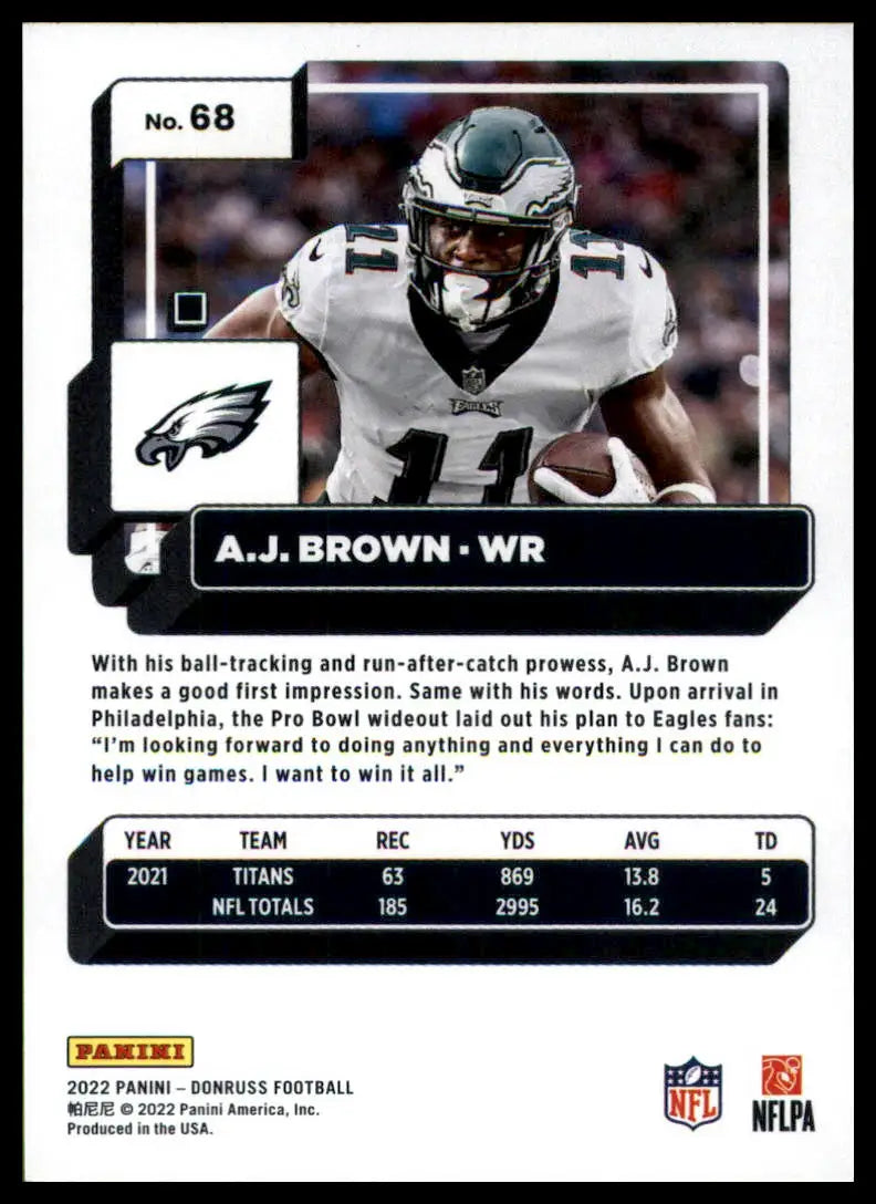 A.J. Brown 2022 Donruss Philly Eagles football card product display