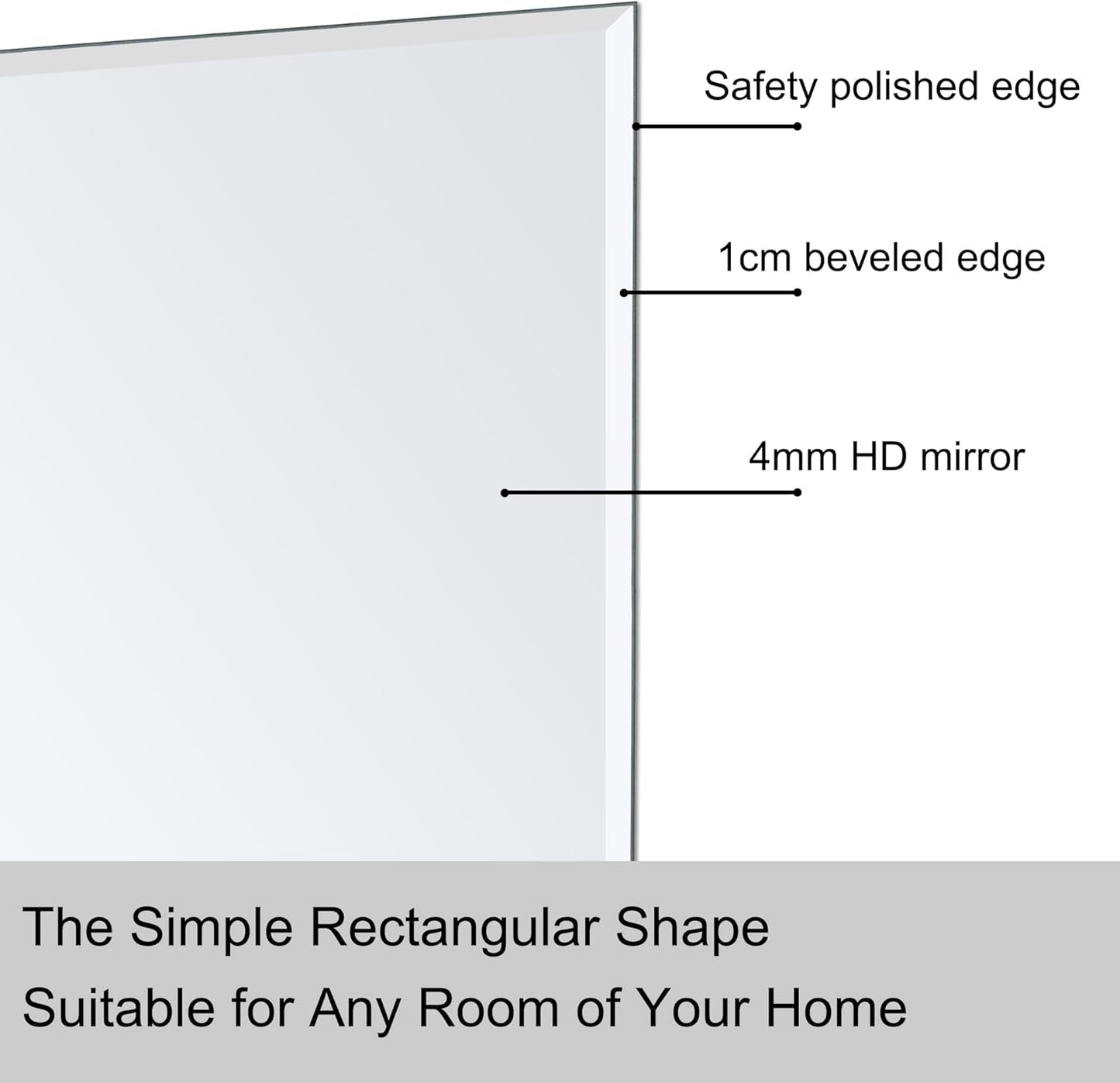 Wall Mirror Beveled Edge Frameless Mirror 24” X 32" Wall Mounted Mirror for Bathroom Vanity and Entryway-4