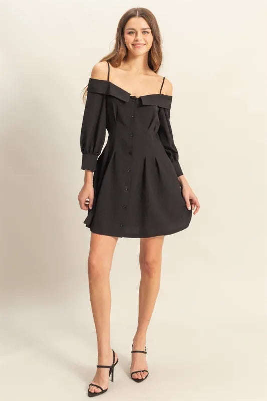 HYFVE Button Down Spaghetti Strap Mini Dress with Pockets
