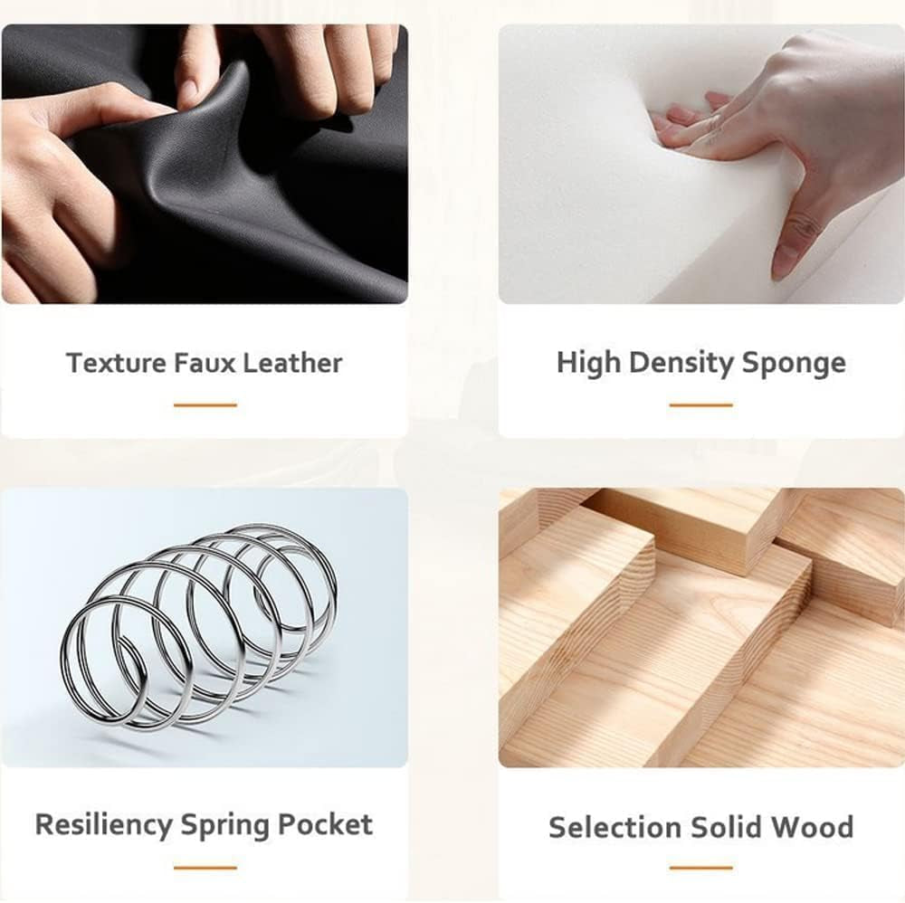 Contemporary Living Room Furniture Set, Vegan Leather Sofa Set for Living Room/House/Bedroom/Office/Apartment (White/Black, 3 PCS), F45&F46-4